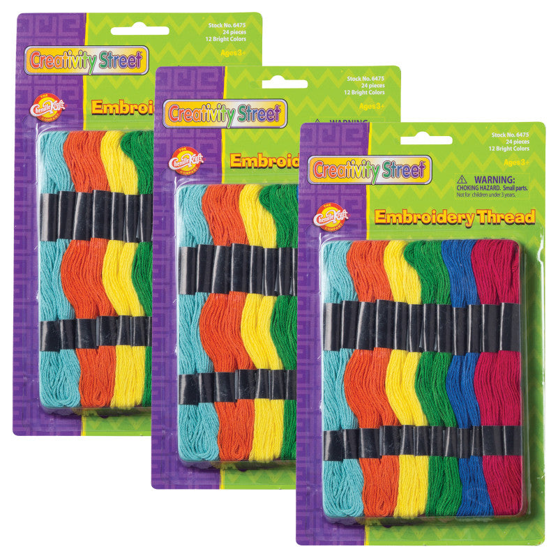 Embroidery Thread Skeins, 12 Colors, 24 Skeins Per Pack, 3 Packs