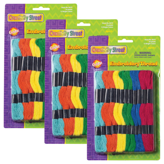 Embroidery Thread Skeins, 12 Colors, 24 Skeins Per Pack, 3 Packs
