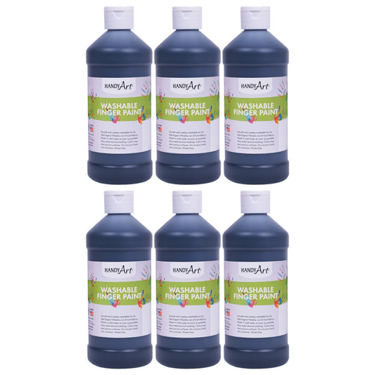 Washable Finger Paint, Black, 16 oz., Pack of 6