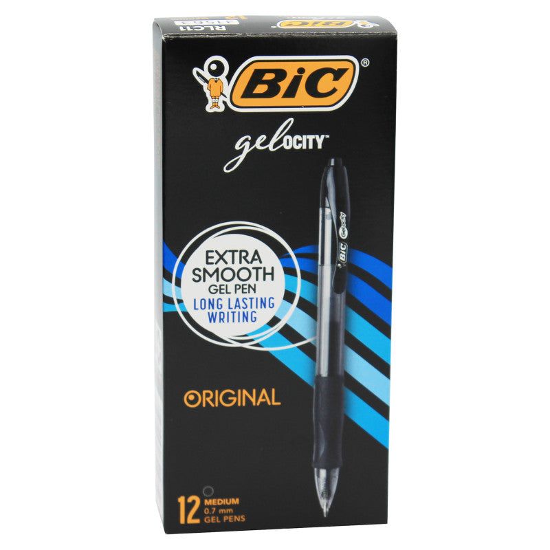 Gelocity® Original Gel Retractable Roller Ball Pen, 0.7 mm, Black, Pack of 12