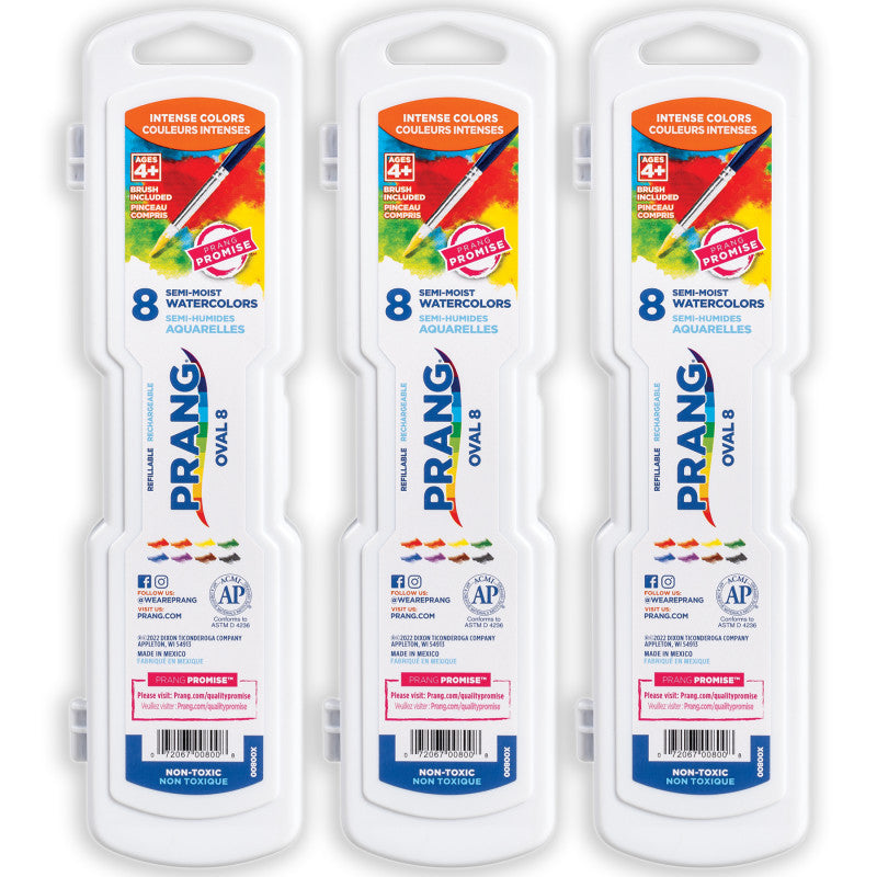 Semi-Moist Washable Watercolor Set, 8 colors, 3 Sets
