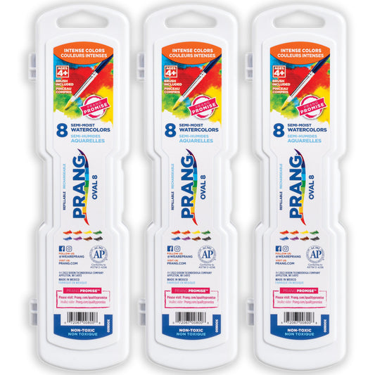 Semi-Moist Washable Watercolor Set, 8 colors, 3 Sets