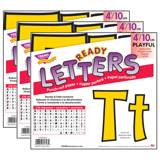 Yellow 4" Playful Combo Ready Letters®, 3 Packs