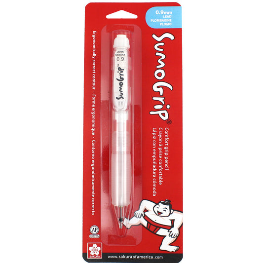 SumoGrip Comfort Grip Mechanical Pencil, 0.9mm, Clear, Blister Card