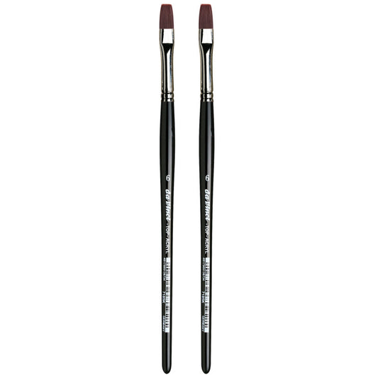 TOP-ACRYL Bright Red-Brown Brush, Synthetic, Acrylic & Oil, Flat, Series 7185K, Size 6, Pack of 2