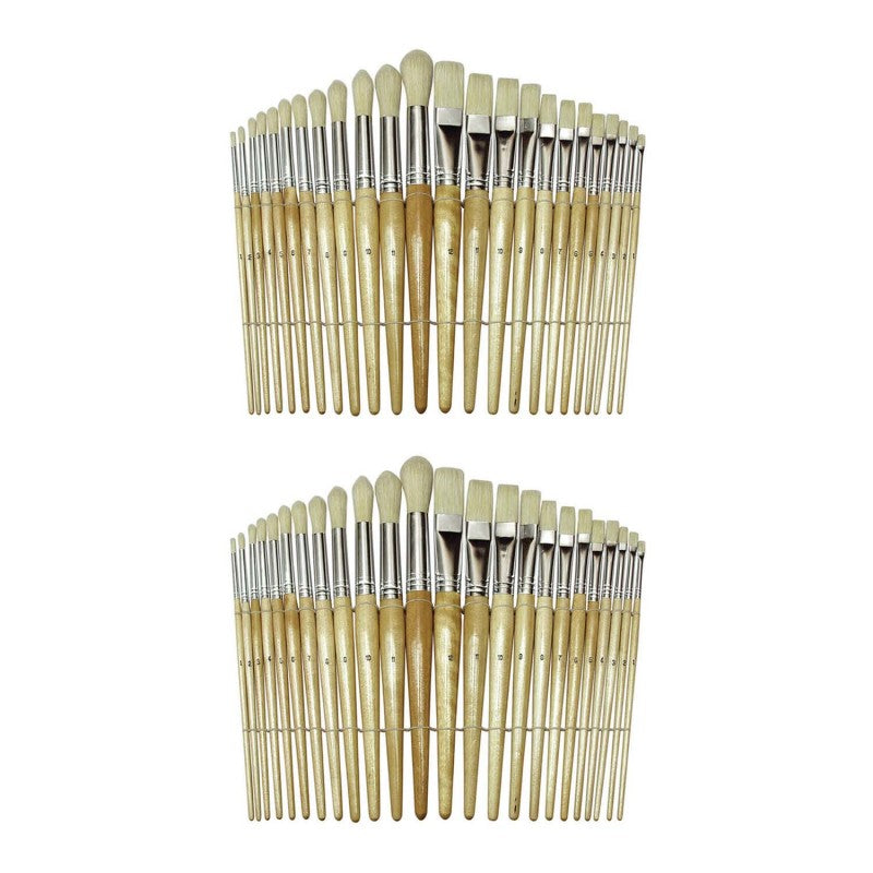 Beginner Paint Brushes, Preschool Brush Set, 6" to 8" long, 24 Brushes Per Pack, 2 Packs
