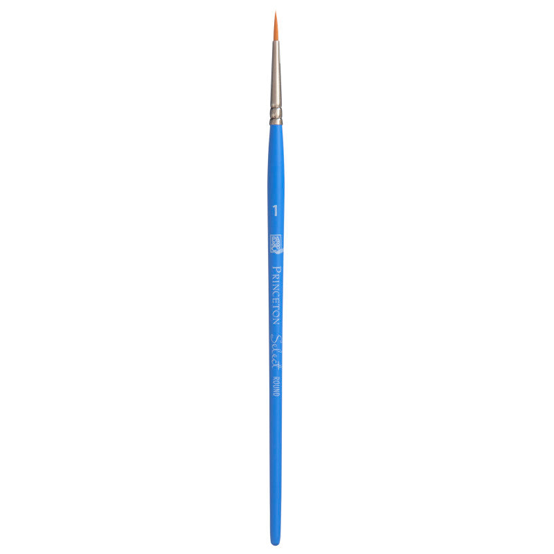 Select Artiste Round Brush, Synthetic Bristles, Short Handle Mixed Media Paintbrush, Jewel Blue, Size 1, 1 Count