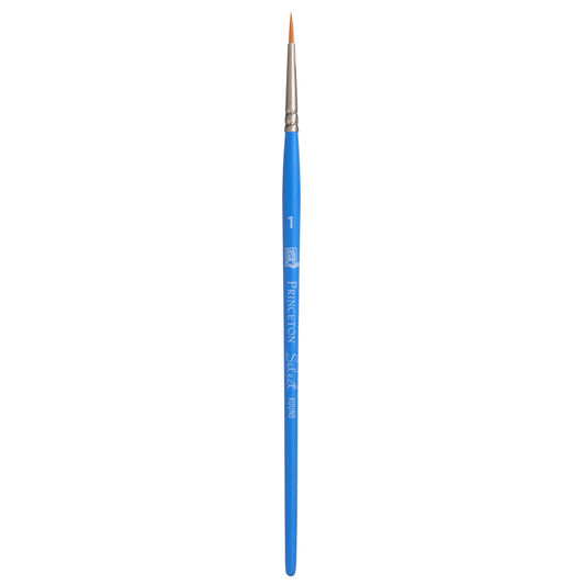 Select Artiste Round Brush, Synthetic Bristles, Short Handle Mixed Media Paintbrush, Jewel Blue, Size 1, 1 Count