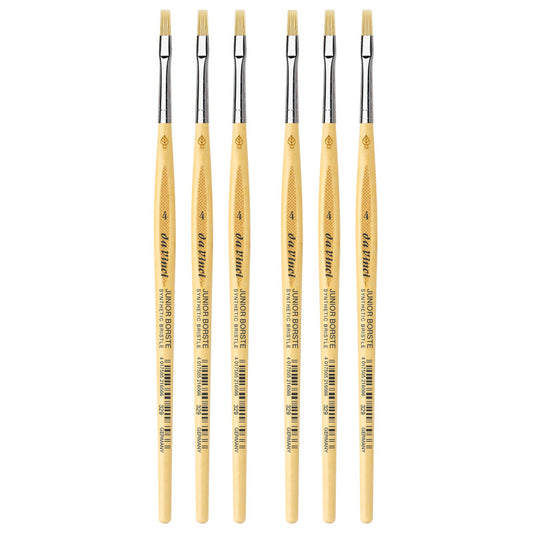 JUNIOR BORSTE Synthetic Student Brush, Synthetic, Tempera, Flat, Series 329, Size 4, Pack of 6