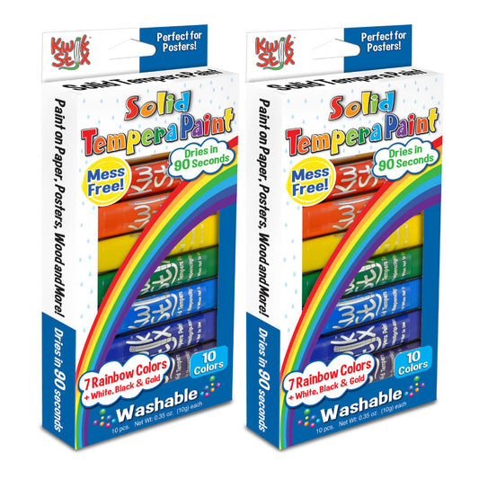 Tempera Paint Sticks, Rainbow Colors, 10 Per Pack, 2 Packs