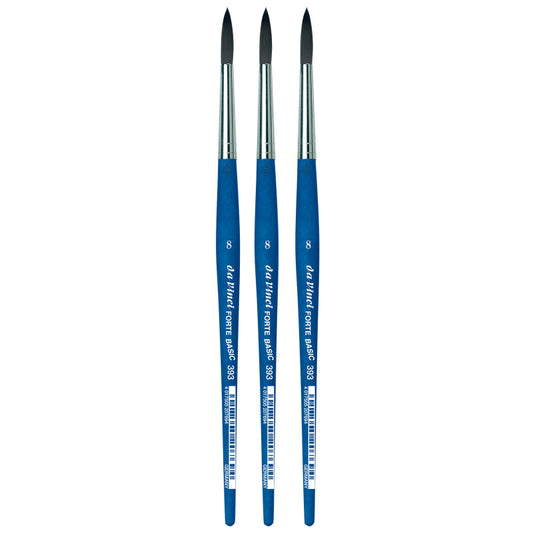 FORTE BASIC Student Brush, Synthetic, Acrylic, Round, Series 393, Size 8, Pack of 3