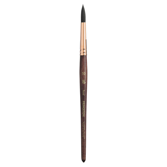 Neptune Round Brush, Synthetic Bristles, Short Handle Watercolor Paintbrush, Dark Wood, Size 10, 1 Count