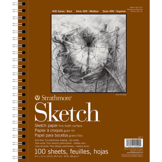 400 Series Sketch Pad, Side Wire Binding, 100 Sheet, 9x12 inch, 1 Count