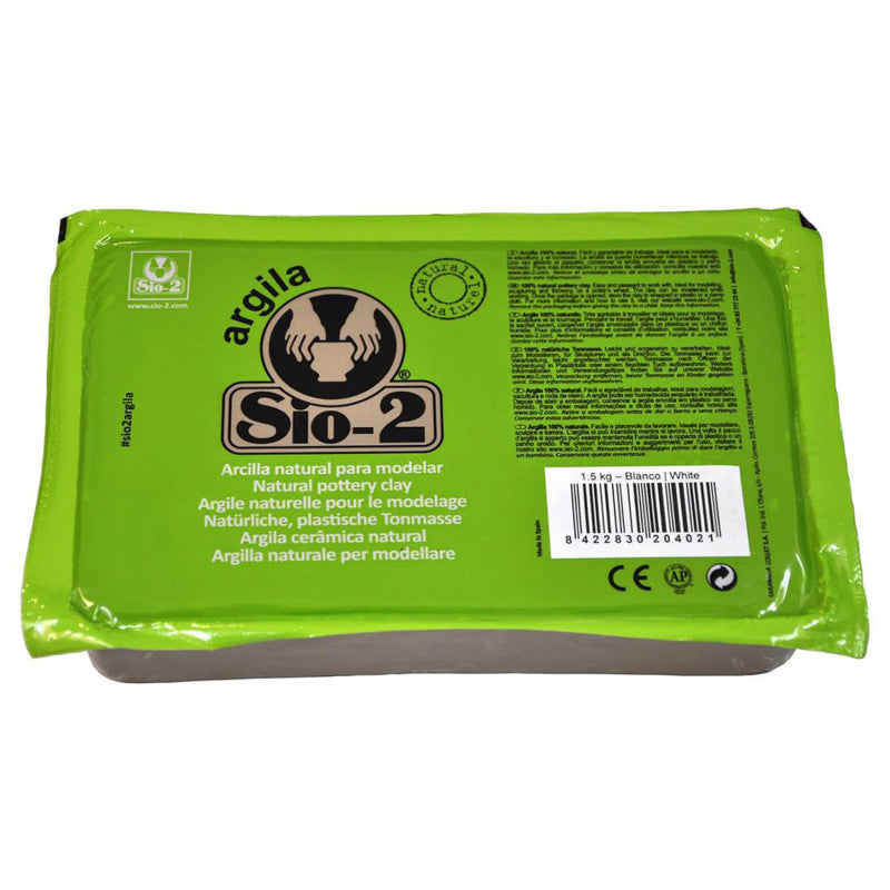 SIO-2® Argila Natural Pottery Clay, 2.2 lb (1 kg), White