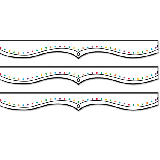Color Dotted Swirl EZ Border, Bulletin Board Border, 48 Feet Per Pack, 3 Packs