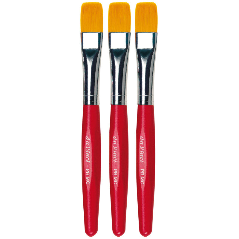 PRIMO Preschool Brush, Synthetic, Tempera, Flat, Series 354R, Size 12, Pack of 3