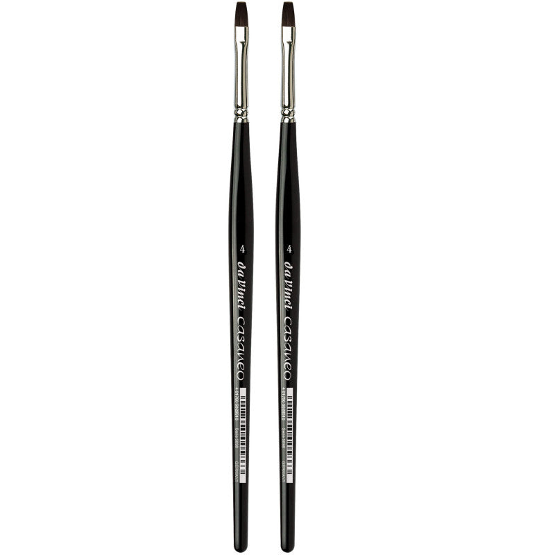 CASANEO Urban Sketching, Extra Soft Synthetic, Watercolor & Acrylic, Flat, Series 5898, Size 4, Pack of 2