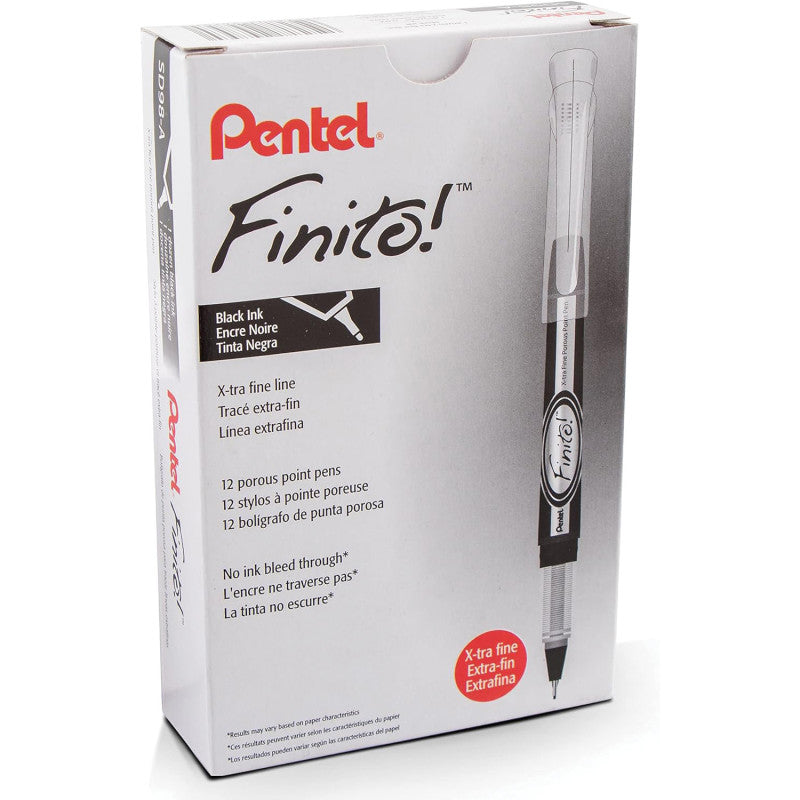 FINITO!® Porous Point Pen, Extra Fine Point, Black, Pack of 12