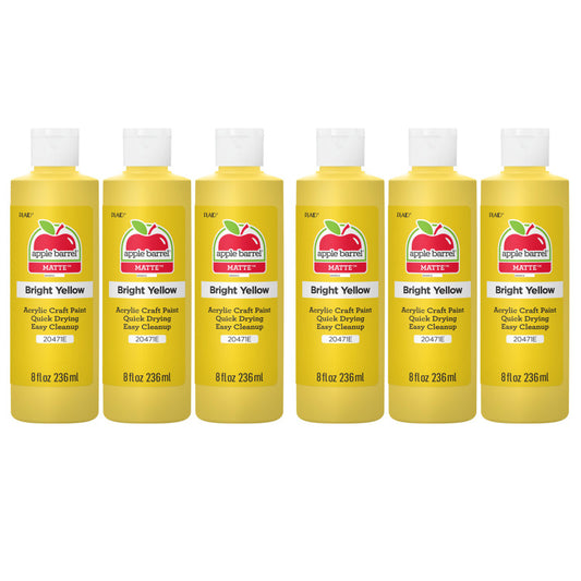 Acrylic Paint Matte, 8oz., Bright Yellow, Pack of 6