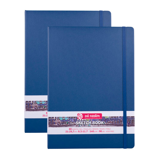 Sketchbook, 80 Sheets, 90lbs, Navy Blue Cover, 8.3" x 11.7" (A4), Pack of 2