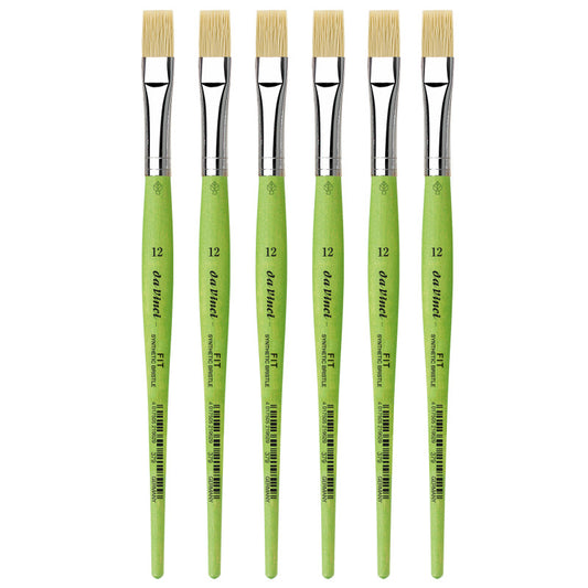 FIT Synthetics Student Brush, Synthetic, Acrylic & Oil, Flat, Series 379, Size 12, Pack of 6
