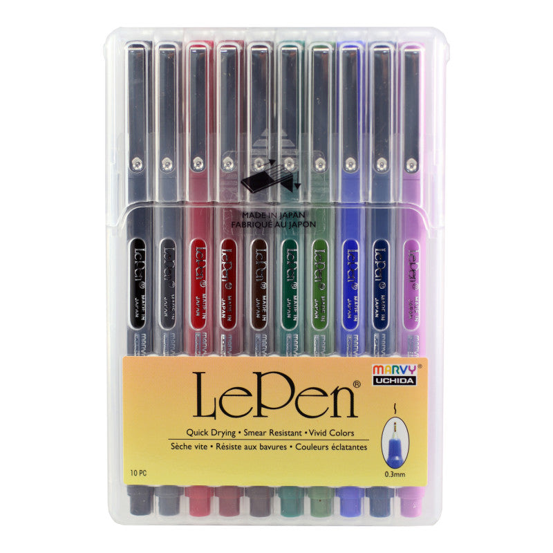 LePen® Micro-Fine Point Pen, Dark, 10 Colors