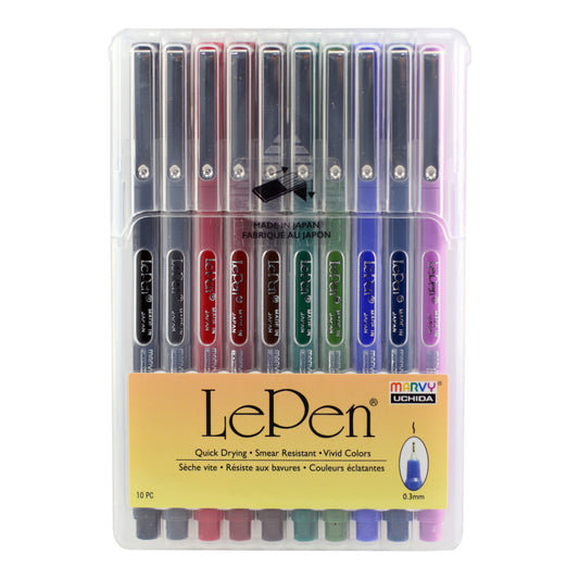 LePen® Micro-Fine Point Pen, Dark, 10 Colors