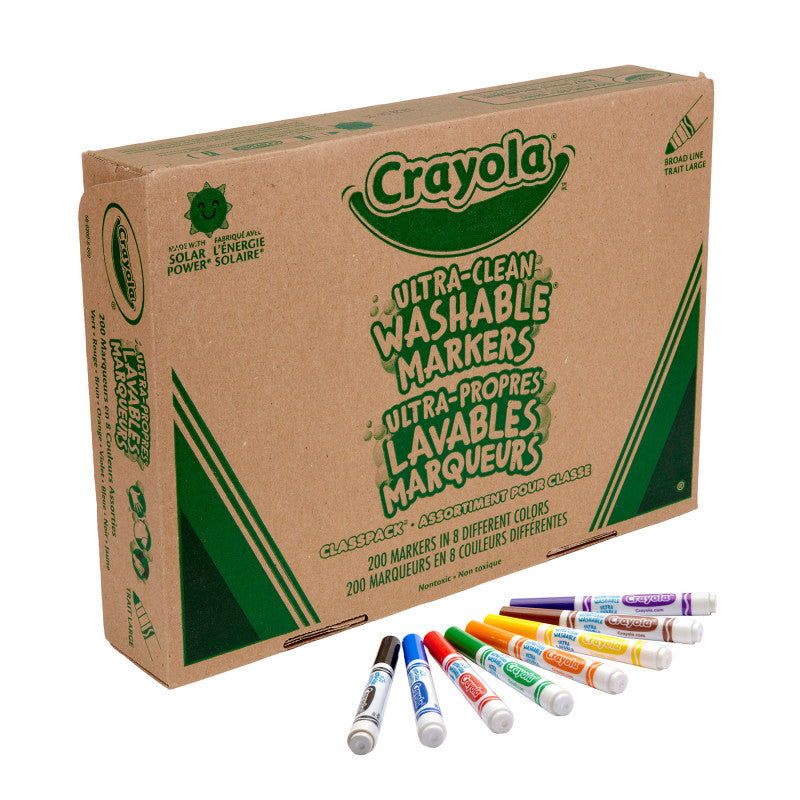 Ultra-Clean Washable Markers Classpack®, Broad Line, 8 Colors, Pack of 200