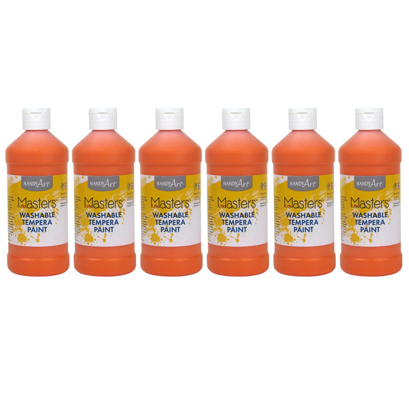 Little Masters® Washable Tempera Paint, Orange, 16 oz., Pack of 6