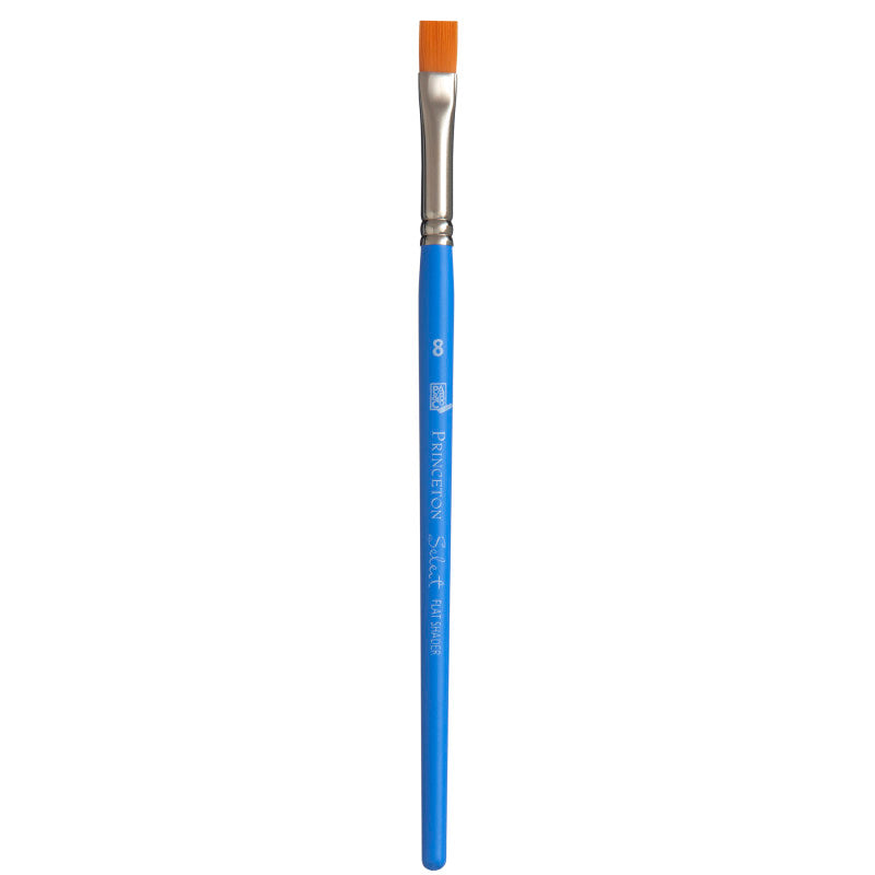 Select Artiste Flat Shader Brush, Synthetic Bristles, Short Handle Mixed Media Paintbrush, Jewel Blue, Size 8, 1 Count