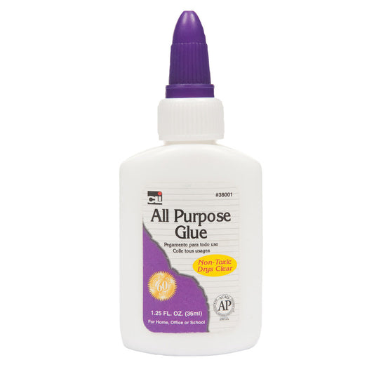 All-Purpose School Glue, AP Certified, 1.25 oz. Bottle, White, 1 Each