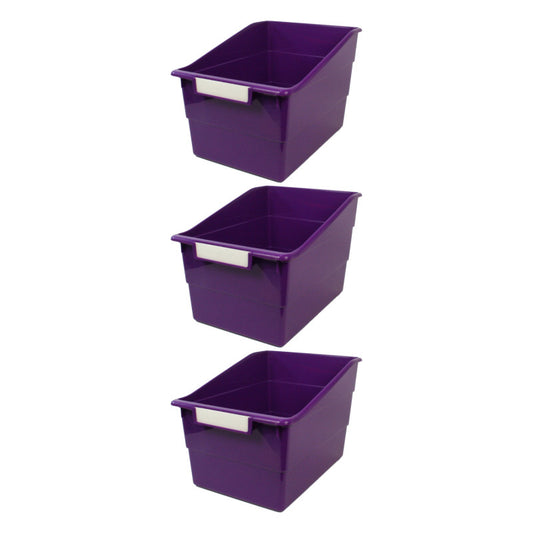 Tattle® Wide Shelf File, Purple, Pack of 3