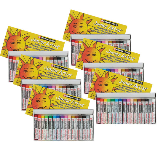 Cray-Pas Junior Artist Oil Pastels, Assorted Colors, 16 Per Set, 6 Sets