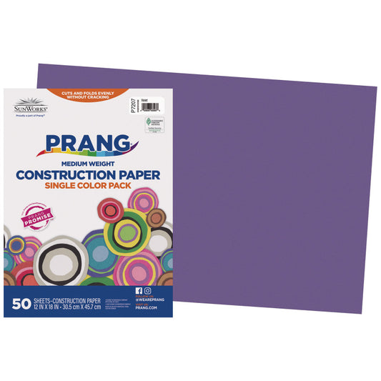 Construction Paper, Medium Weight, Violet, 12" x 18", 50 Sheets