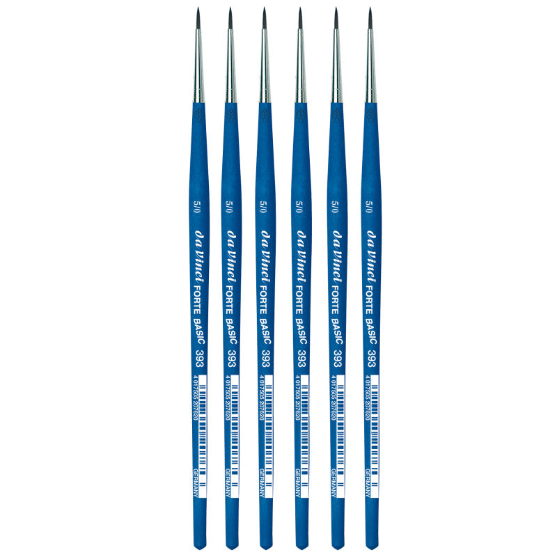 FORTE BASIC Student Brush, Synthetic, Acrylic, Round, Series 393, Size -5, Pack of 6