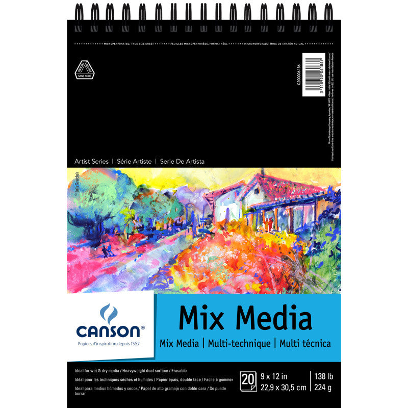 Artist Series Mixed Media Pad, Top Wire Binding, 20 Sheet, 9x12 inch, 1 Count