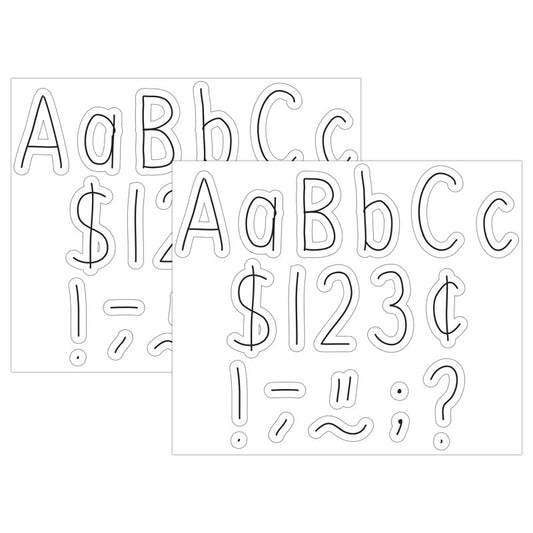 Black on White Hand Drawn 4" Letters Combo Pack, 262 Pieces Per Pack, 2 Packs