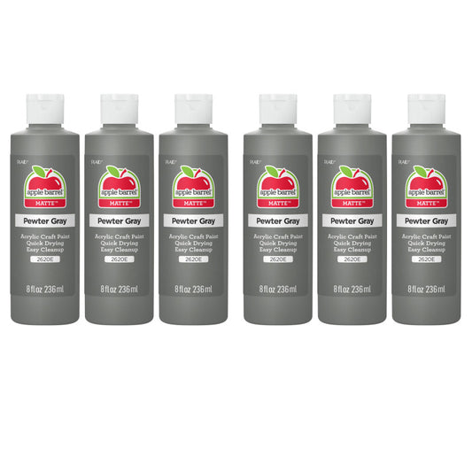 Acrylic Paint Matte, 8oz., Pewter Gray, Pack of 6