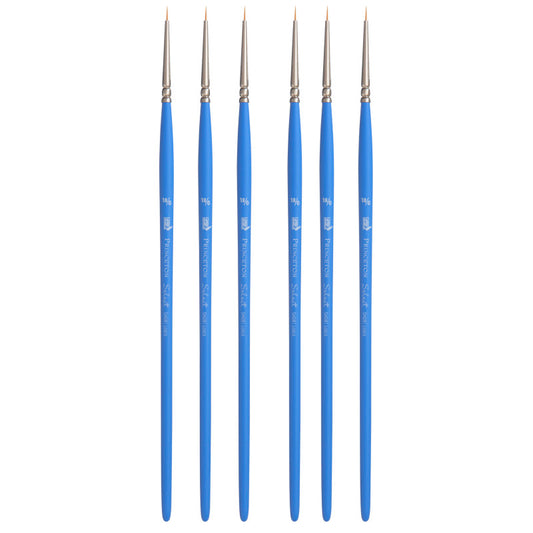 Select Artiste Short Liner Brush, Synthetic Bristles, Short Handle Mixed Media Paintbrush, Jewel Blue, Size 18/0, Pack of 6