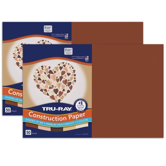 Shades of Me Construction Paper, Heavyweight, 5 Assorted Skin Tone Colors, 12" x 18", 50 Sheets Per Pack, 2 Packs