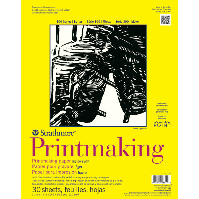 300 Series Printmaking Pad, Glue Binding, 30 Sheet, 11x14 inch, 1 Count