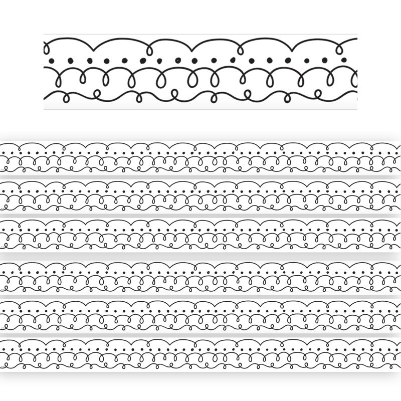Squiggles and Dots Die-Cut Border Trim, 35 Feet Per Pack, 6 Packs