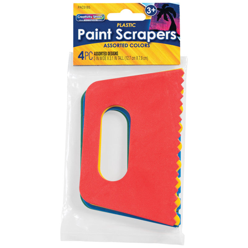 Paint Scrapers, Assorted 4 Patterns, 5" Wide, 4 Count