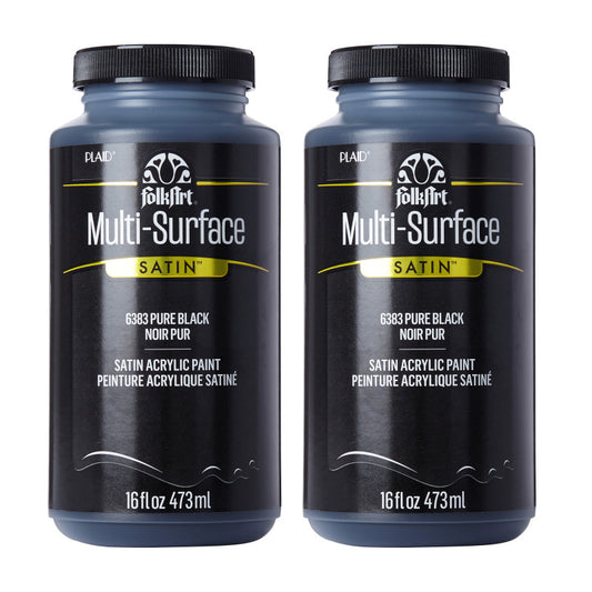 Acrylic Paint Multi-Surface Satin, 16oz., Pure Black, Pack of 2