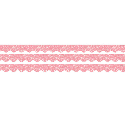 Composition Pink Scalloped Border Trim, 35 Feet Per Pack, 3 Packs