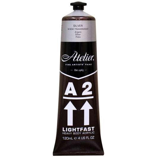 A2 Heavy Body Lightfast Artist Acrylic, 4 oz., Silver