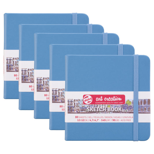 Sketchbook, 80 Sheets, 90lbs, Lake Blue Cover, 4.7" x 4.7", Pack of 5