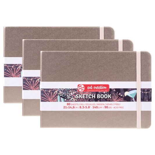 Sketchbook, 80 Sheets, 90lbs, Pink Champagne Cover, 8.3" x 5.8" (A5), Pack of 3