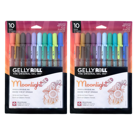 Moonlight Gel Pens, 10 Bold Point, Twilight & Daylight Colors, 10 Per Set, 2 Sets