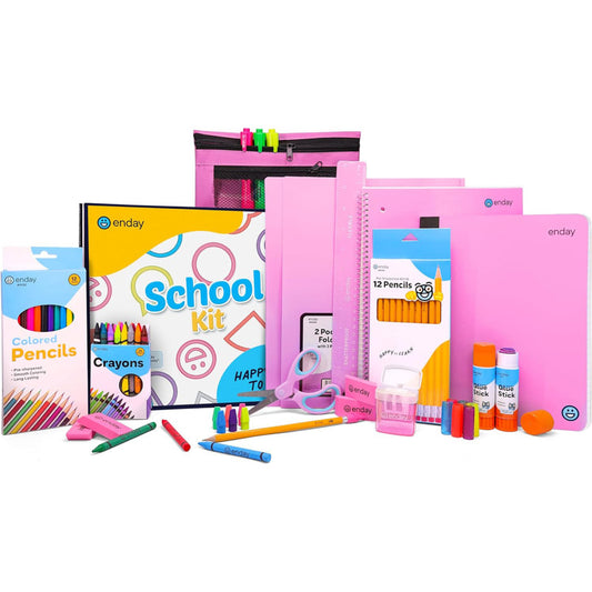 School Supply Kit, Pink, 71-Piece Set